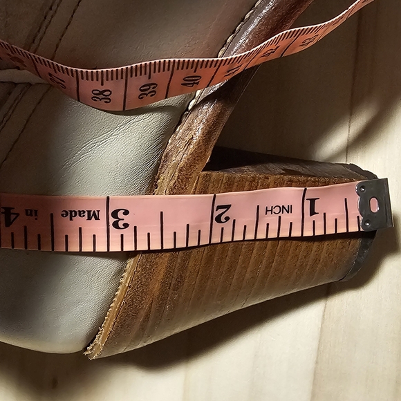 Womens Sz 7.5 Boulet Heeled Cream Leather Cowboy Boots - Picture 14 of 17